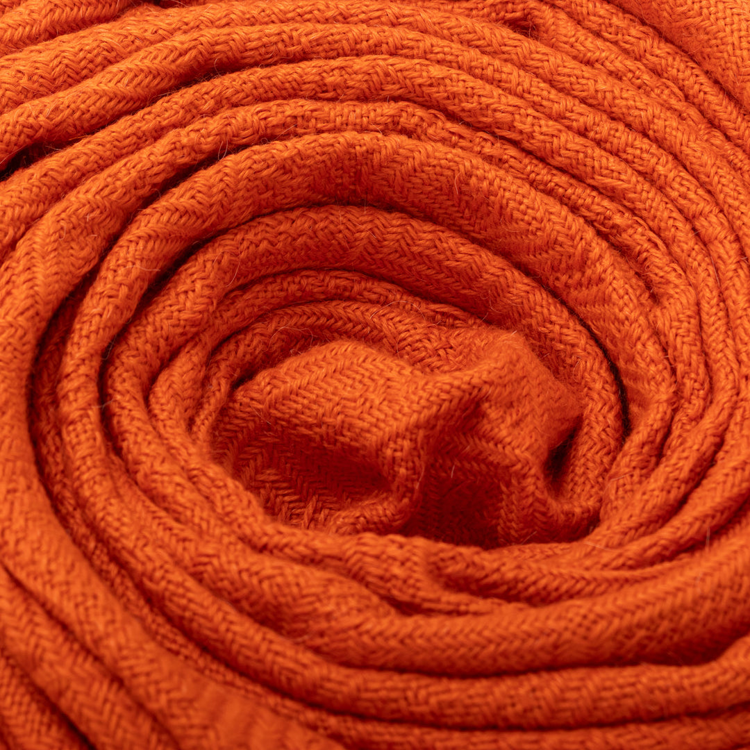 Orange Acrylic and Alpaca Blend Throw Blanket - Diamond Mine in Flame