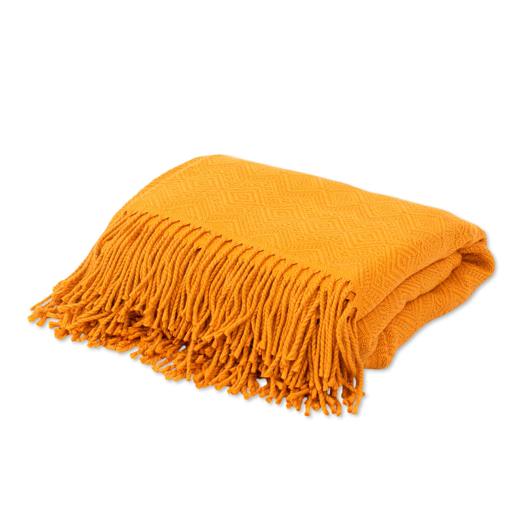 Diamond-Patterned Acrylic Alpaca Blend Throw Blanket - Diamond Mine in Gold
