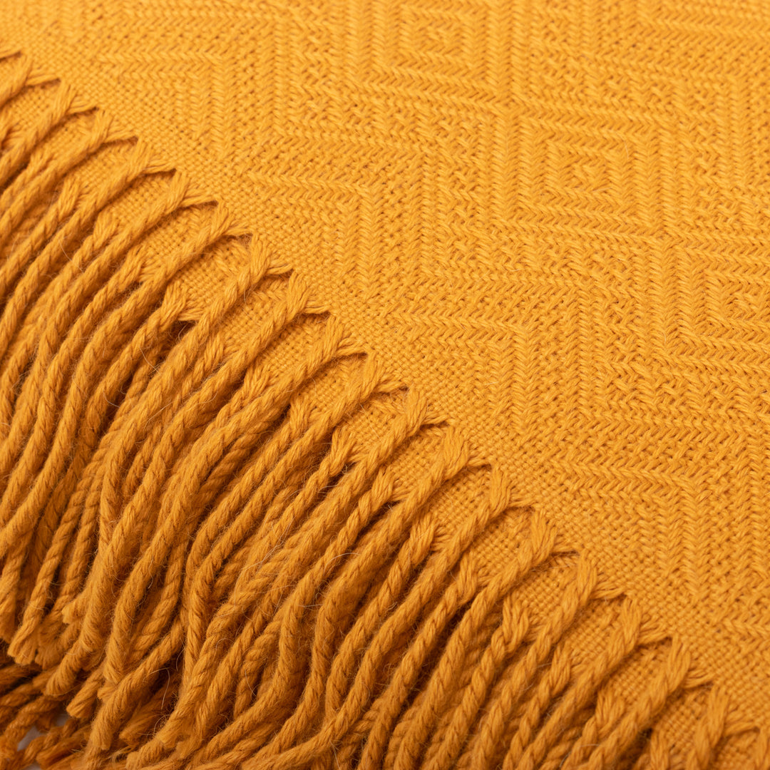 Diamond-Patterned Acrylic Alpaca Blend Throw Blanket - Diamond Mine in Gold