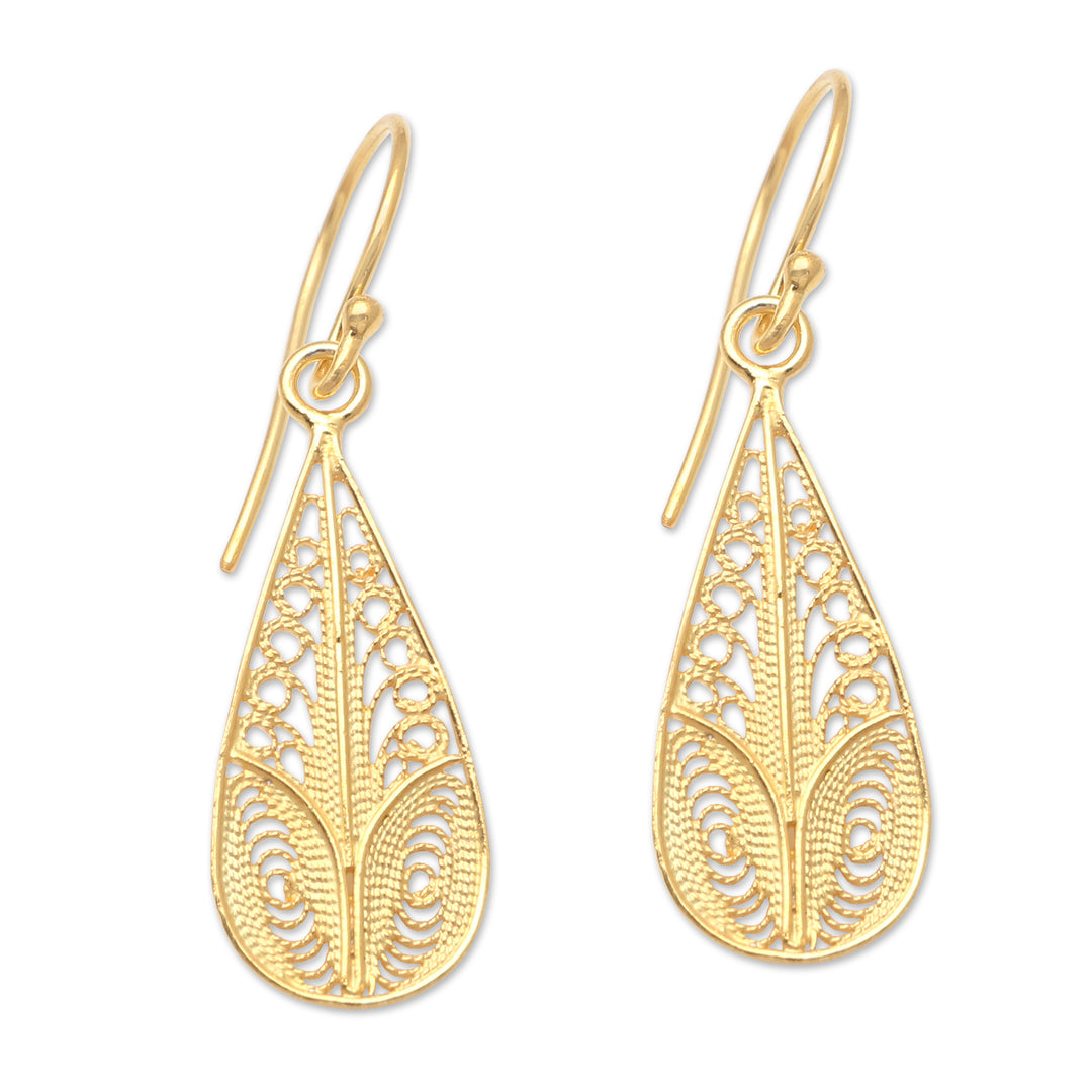 Handmade Gold-Plated Dangle Earrings - Heart Strings