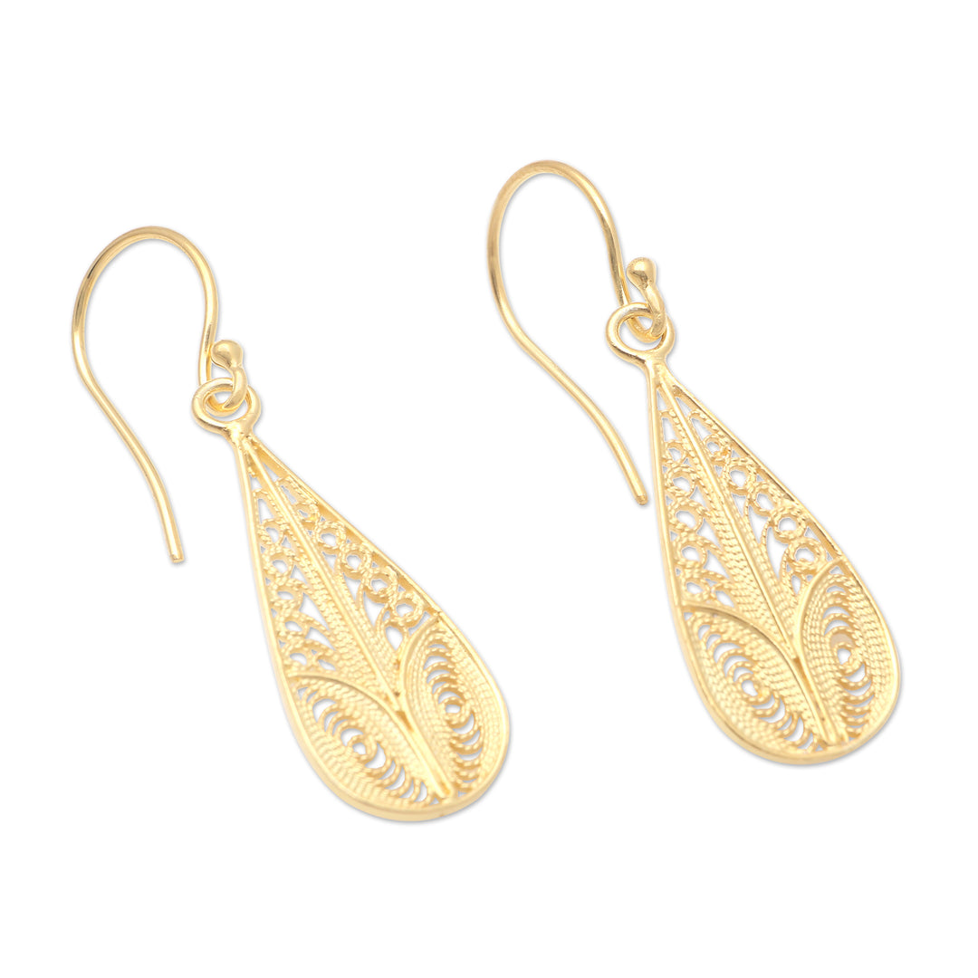 Handmade Gold-Plated Dangle Earrings - Heart Strings