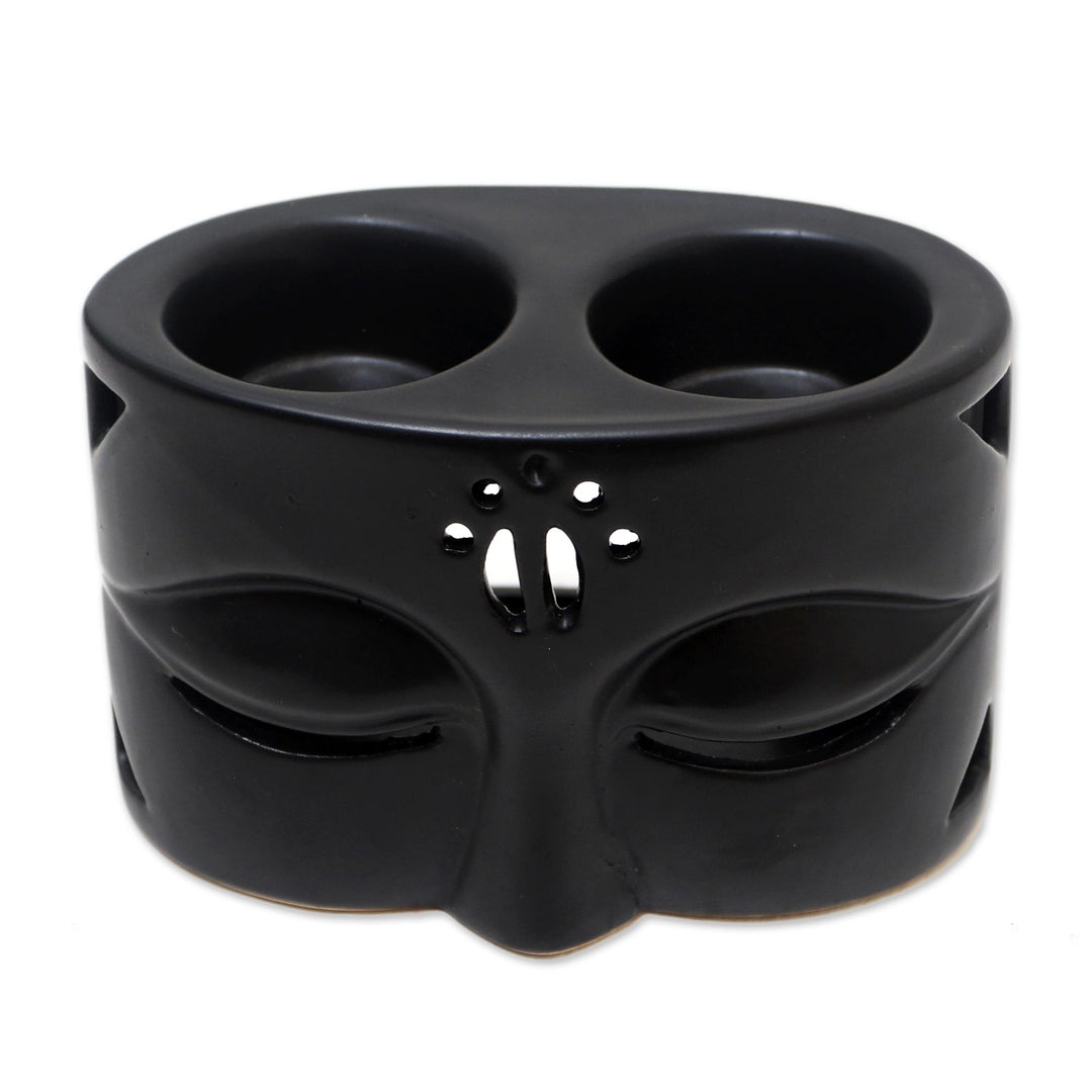Black Ceramic Buddha-Themed Oil Warmer - Warming Buddha in Black