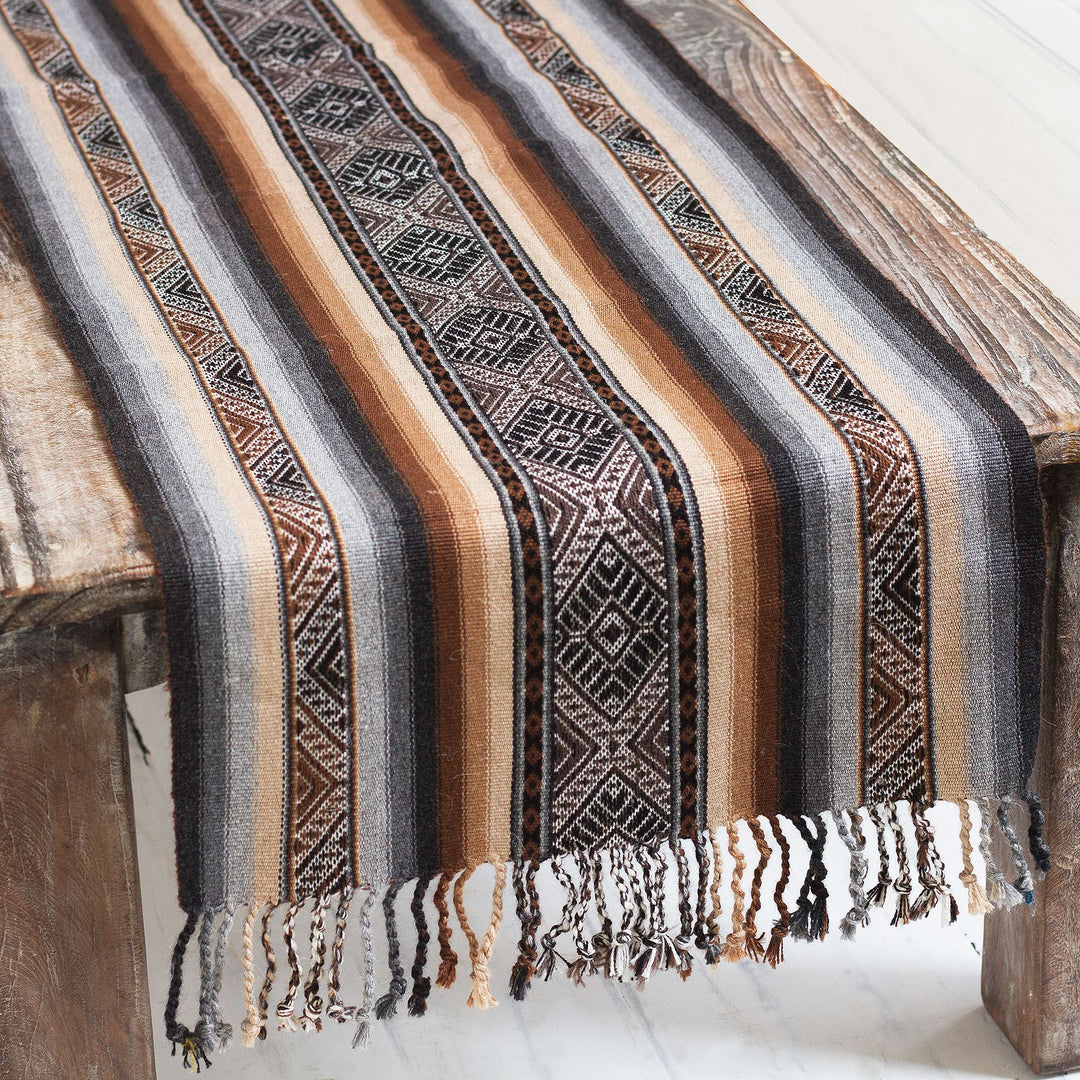 Earth Tone Alpaca-Blend Table Runner - Mountain Range