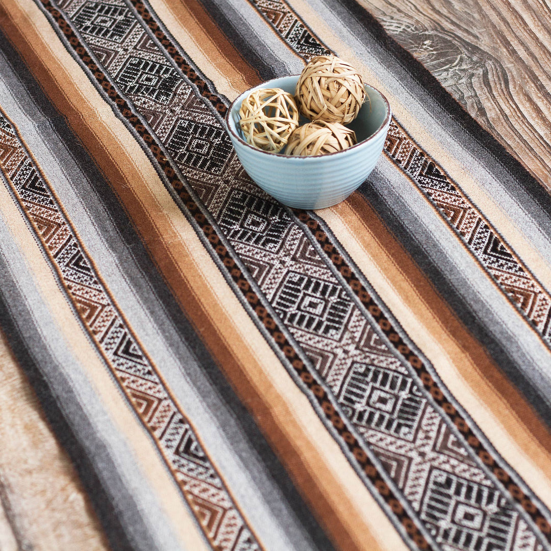 Earth Tone Alpaca-Blend Table Runner - Mountain Range