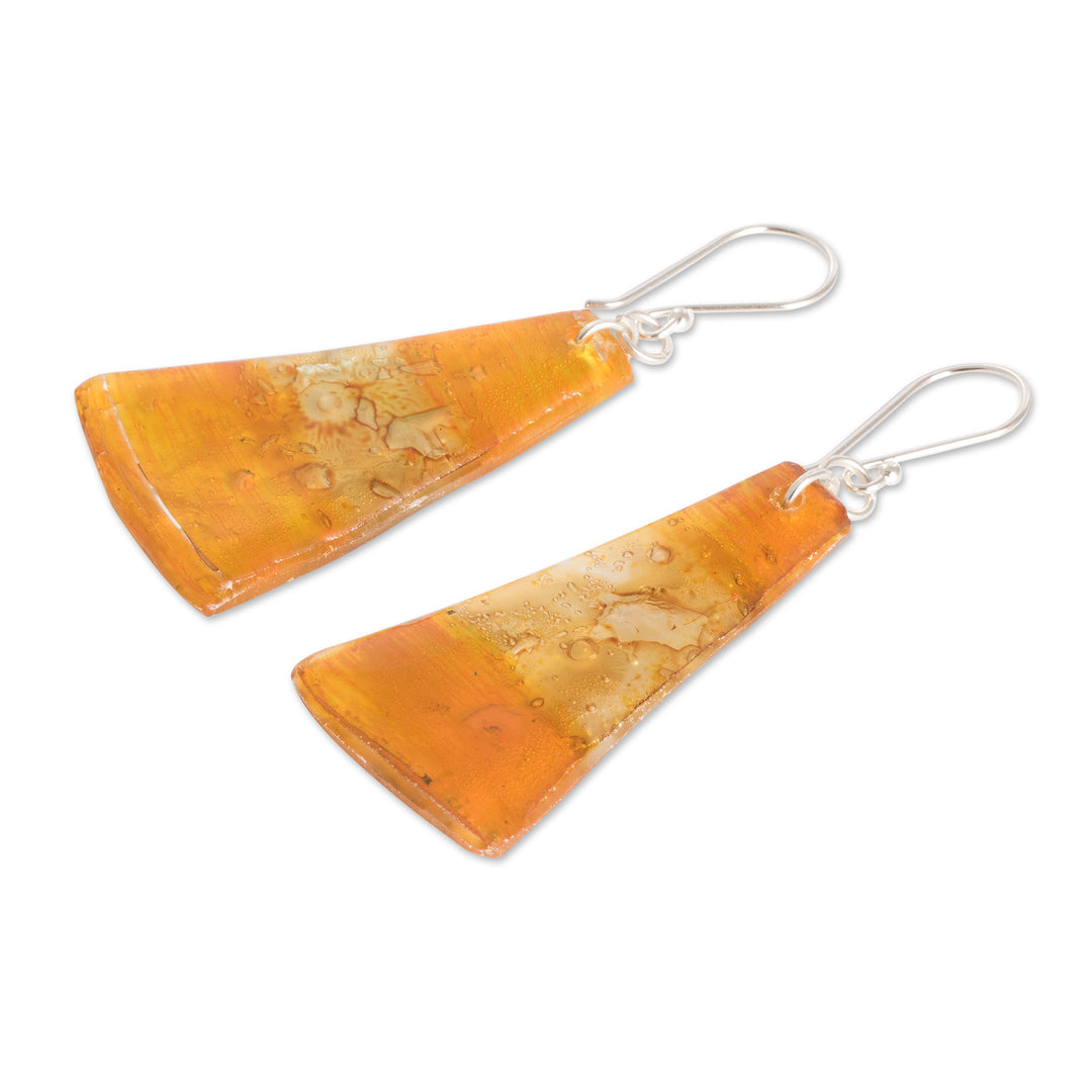 Sterling Silver And Recycled Plastic Earrings From Guatemala - Gleaming Sunset