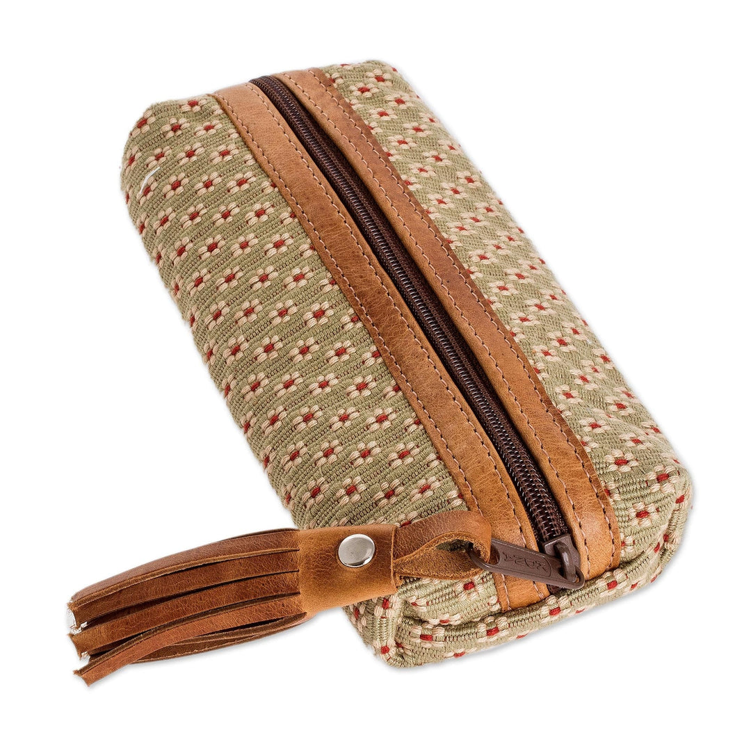 Floral Pattern Leather-Accented Pencil Case - Spring Ditsy