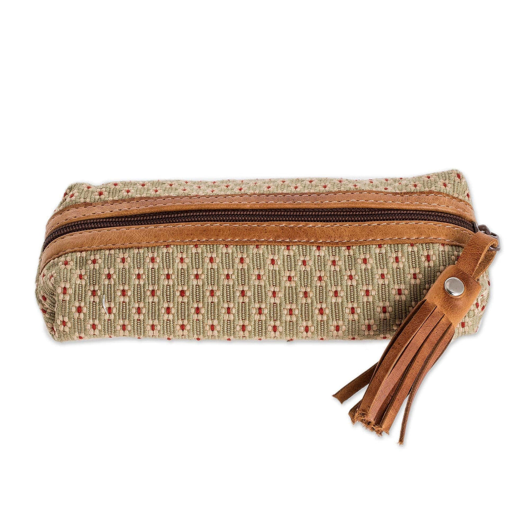 Floral Pattern Leather-Accented Pencil Case - Spring Ditsy