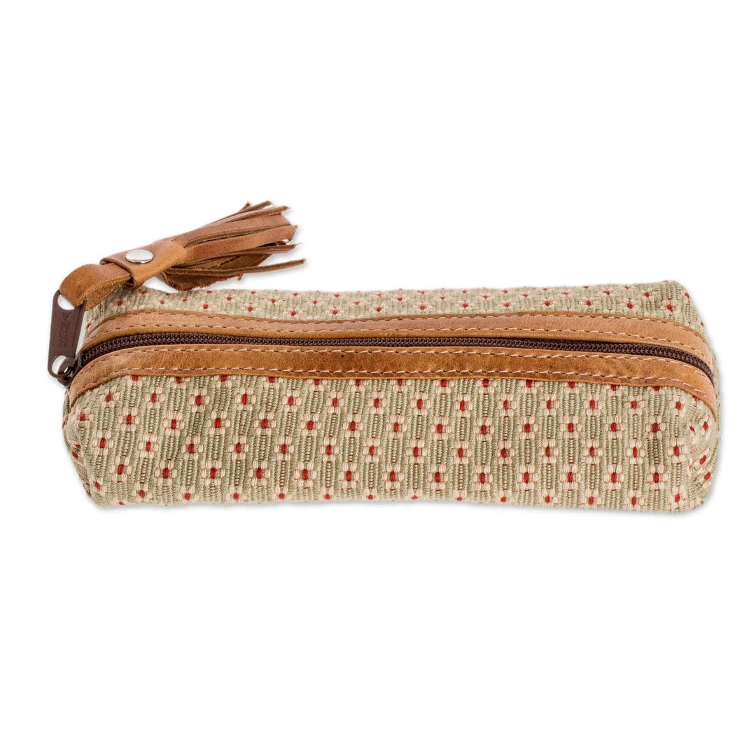 Floral Pattern Leather-Accented Pencil Case - Spring Ditsy
