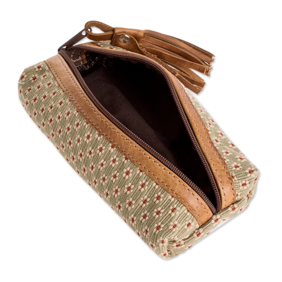 Floral Pattern Leather-Accented Pencil Case - Spring Ditsy