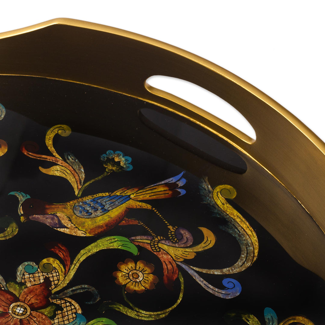 Artisan Crafted Glass Tray - Birds of the Night