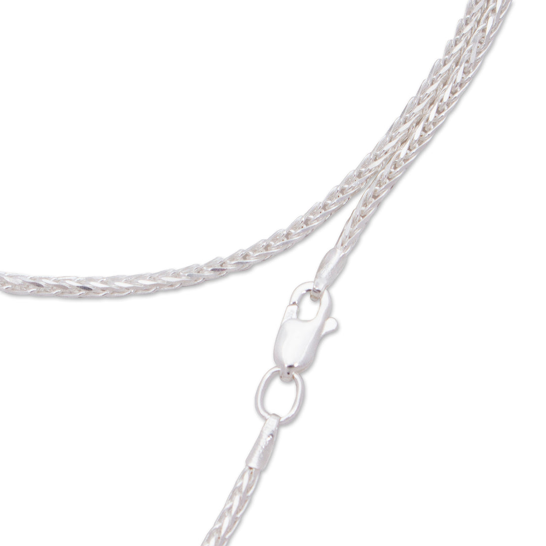 Natural Turquoise Handcrafted Textured Taxco Silver Necklace - Luminous Rain