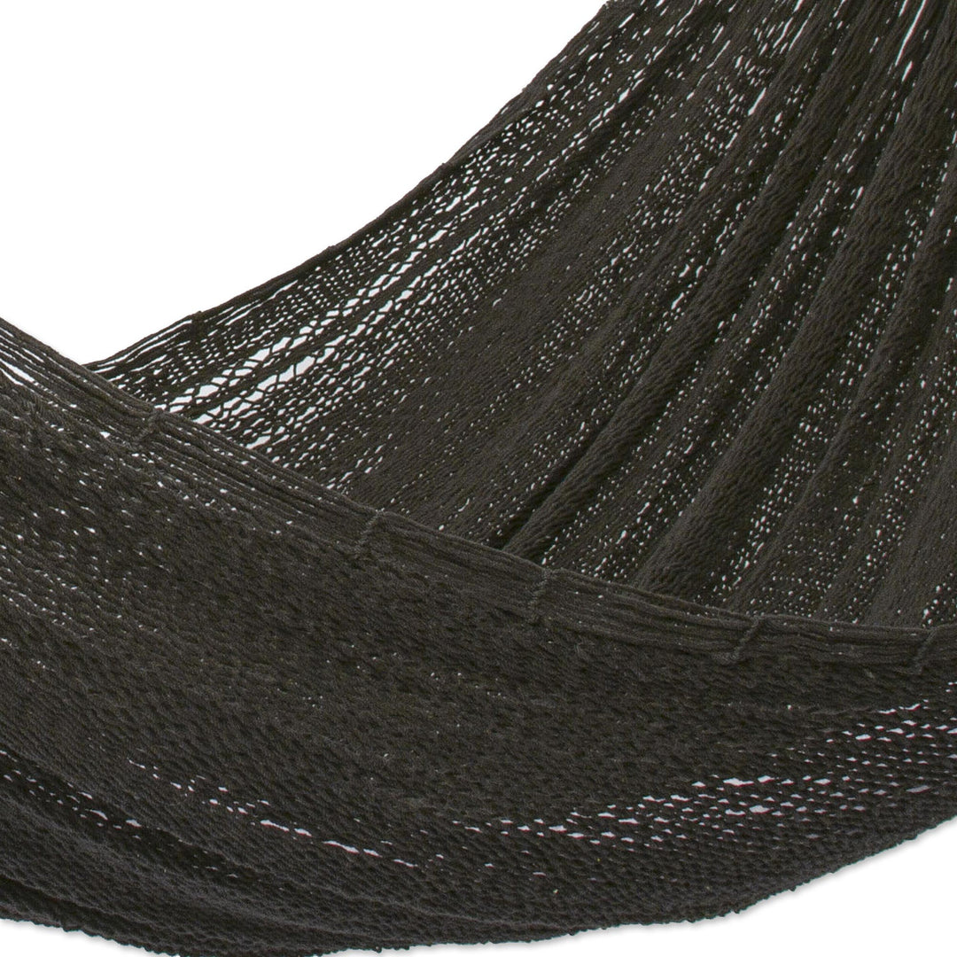 Hand Woven Black Cotton Rope Hammock (Double) - Uxmal Black