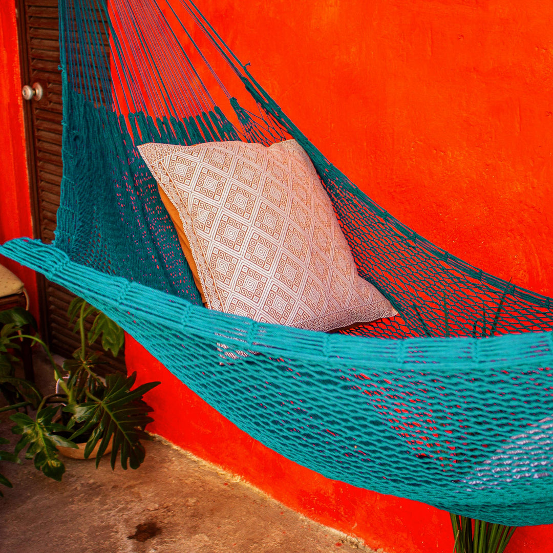 Azure Cotton Rope Hammock (Single) - Uxmal Peacock