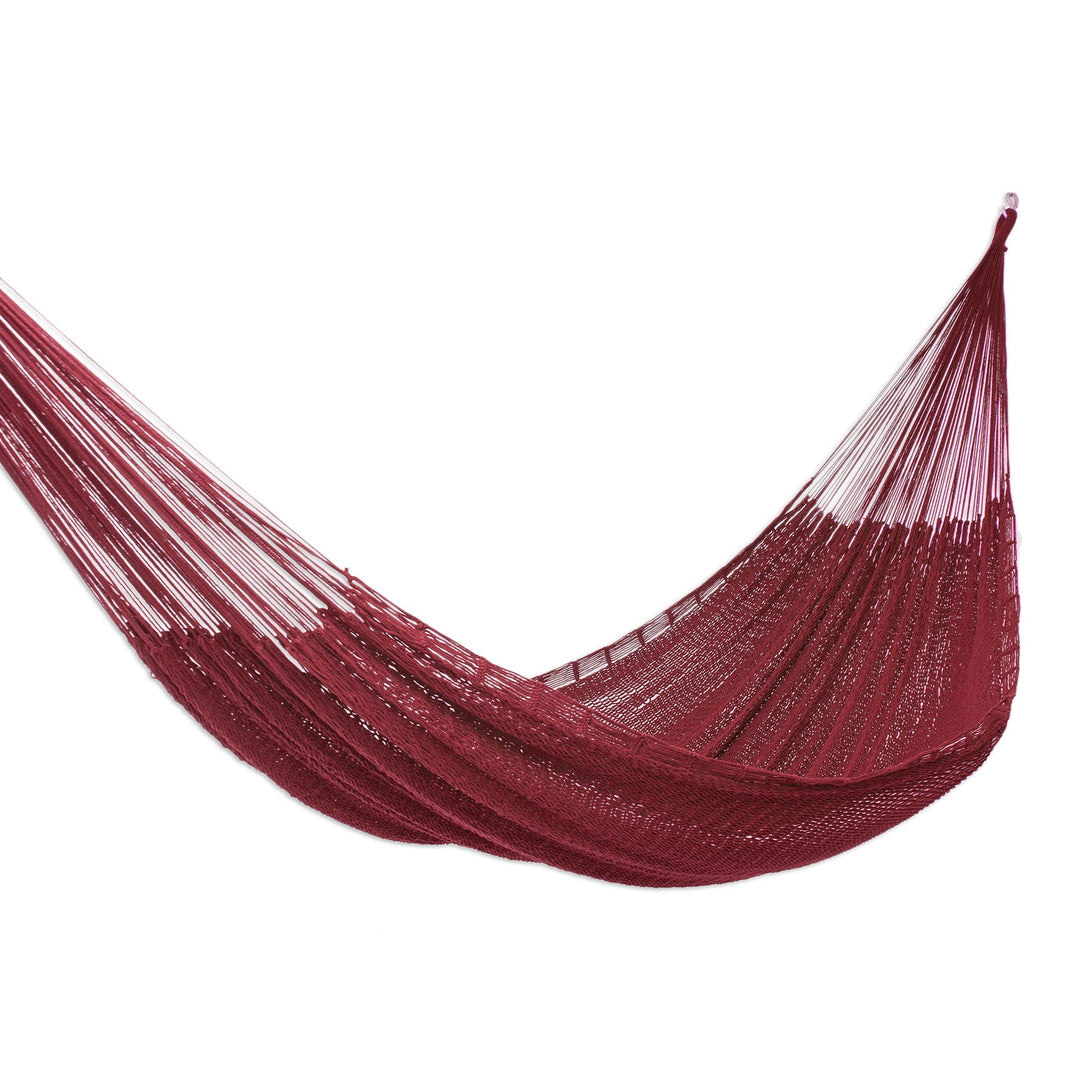 Maya Style Cotton Rope Hammock (Double) - Uxmal Mulberry