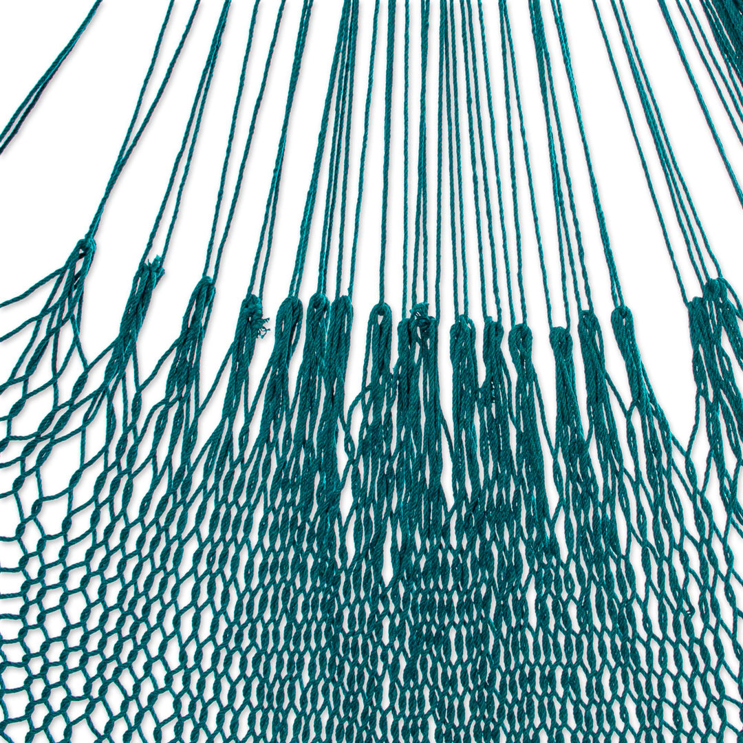 Teal Cotton Rope Hammock (Double) - Uxmal Peacock