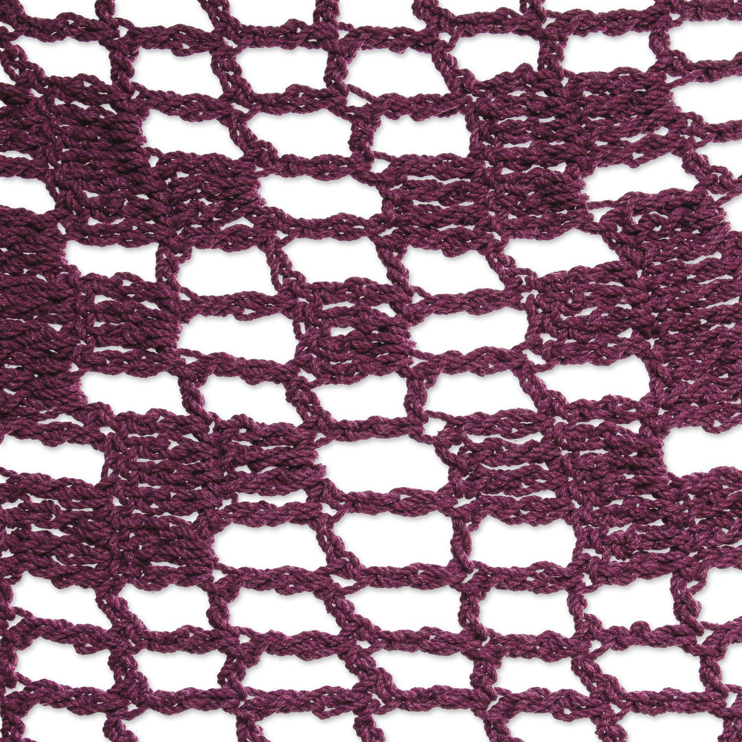 Burgundy Tasseled Cotton Hammock (Triple) from Mexico - Veranda in Bordeaux