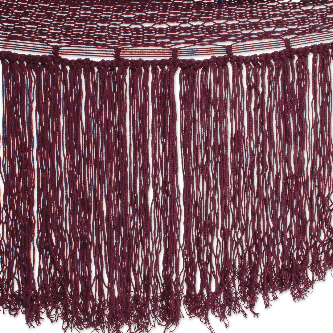 Cotton Rope Hammock in Wine (Triple) from Mexico - Wine Cascade