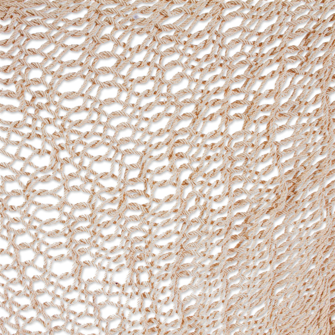 Ivory Tasseled Cotton Rope Mayan Hammock Swing from Mexico - Ocean Seat in Ivory