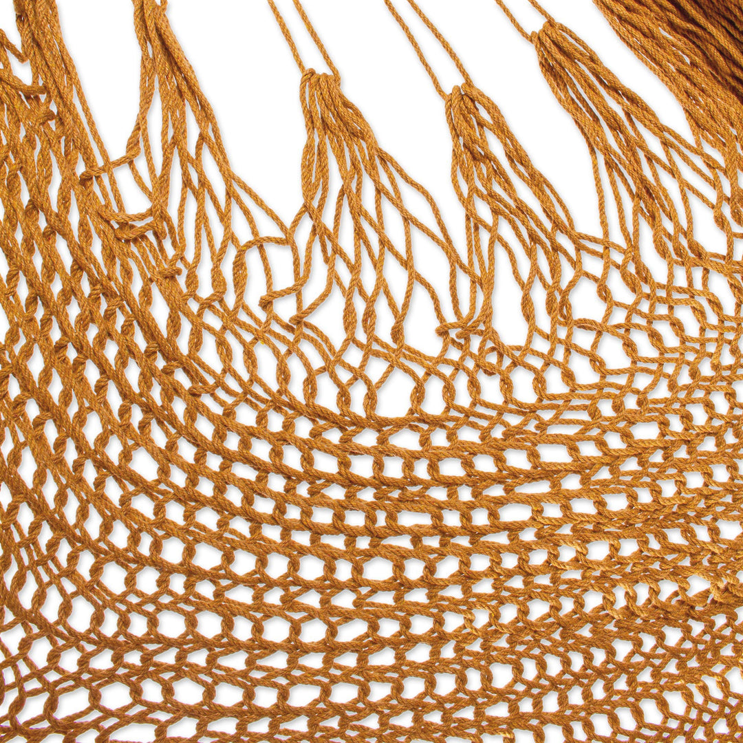Honey Brown Tasseled Cotton Rope Mayan Hammock Swing - Ocean Seat in Warm Honey