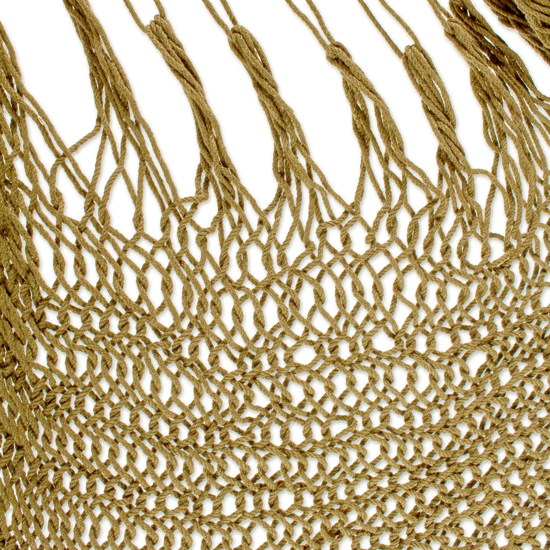 Olive Green Fringed Cotton Rope Mayan Hammock Swing - Sea Breezes in Olive Green