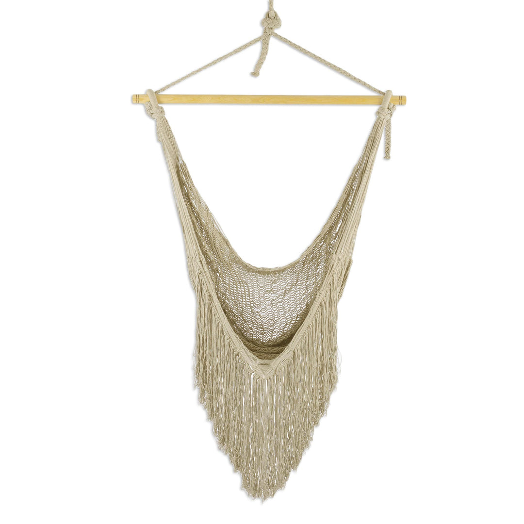 Grey Cotton Hammock Swing Chair from Mexico (Single) - Grey Cascade