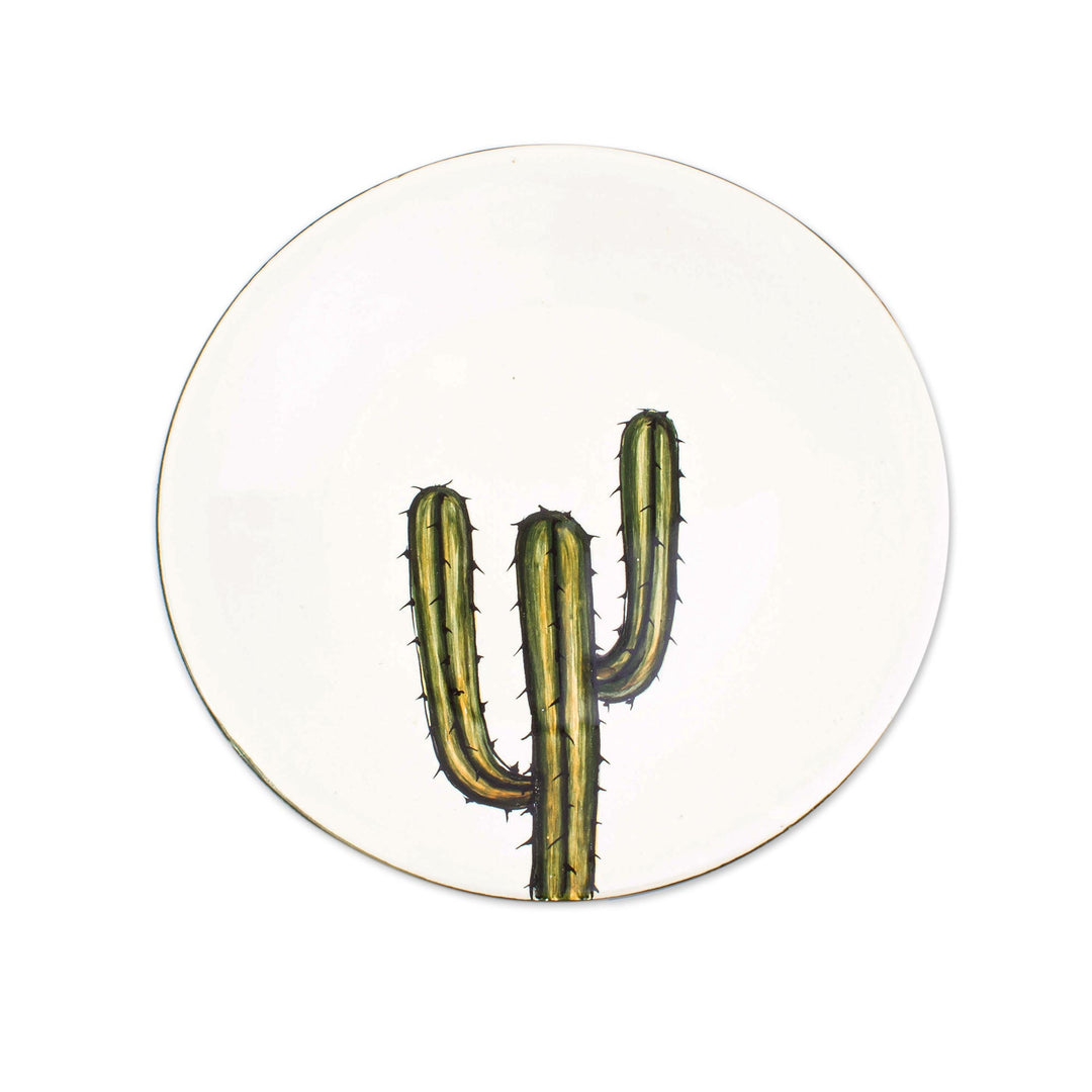 Cactus Motif Ceramic Dinner Plates (Pair) - Saguaro