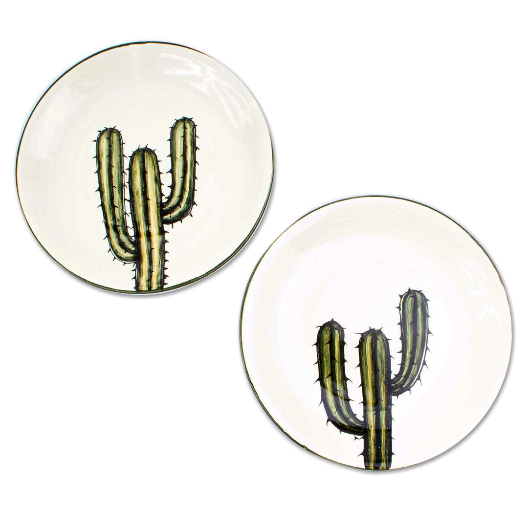 Hand Painted Cactus Salad plates (Pair) - Saguaro