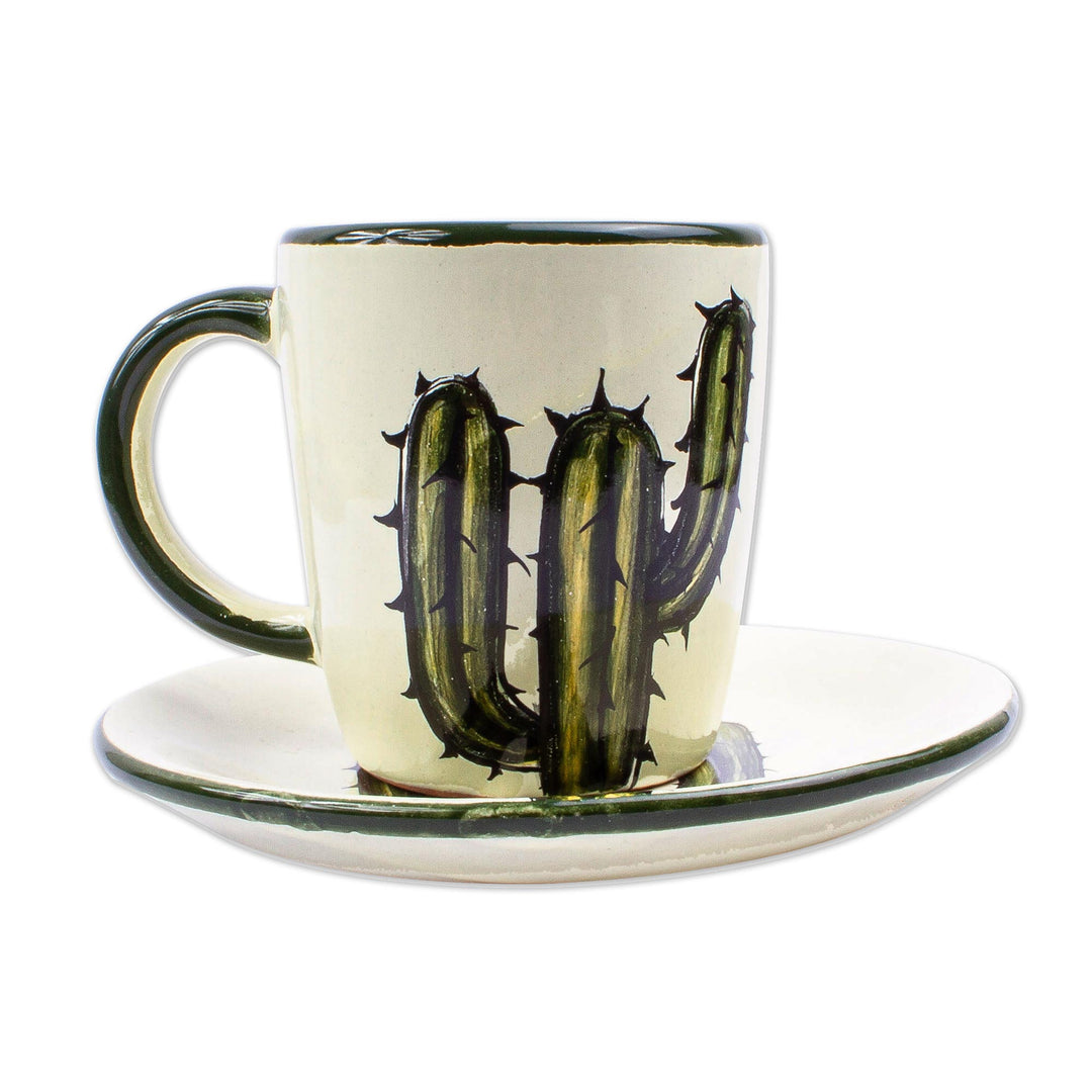 Cactus-Themed Cups and Saucers (Pair) - Saguaro