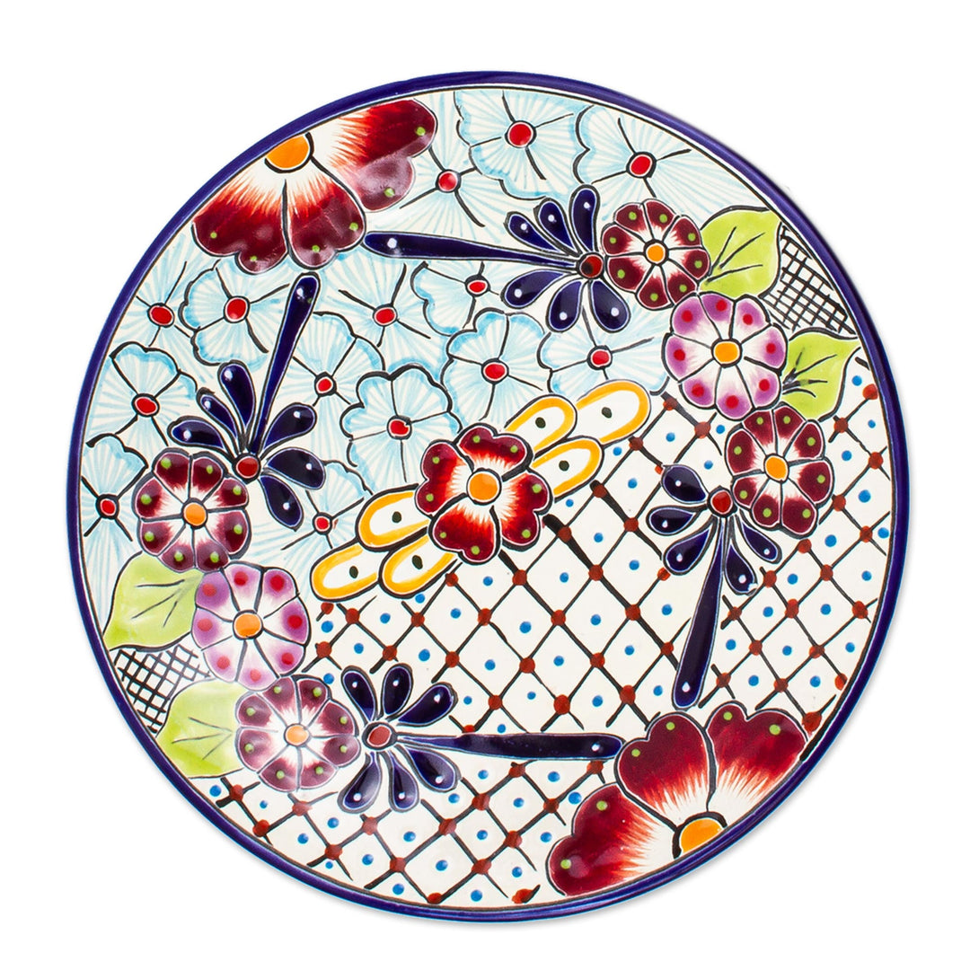 Talavera-Style Dinner Plates from Mexico (Pair) - Colors of Mexico
