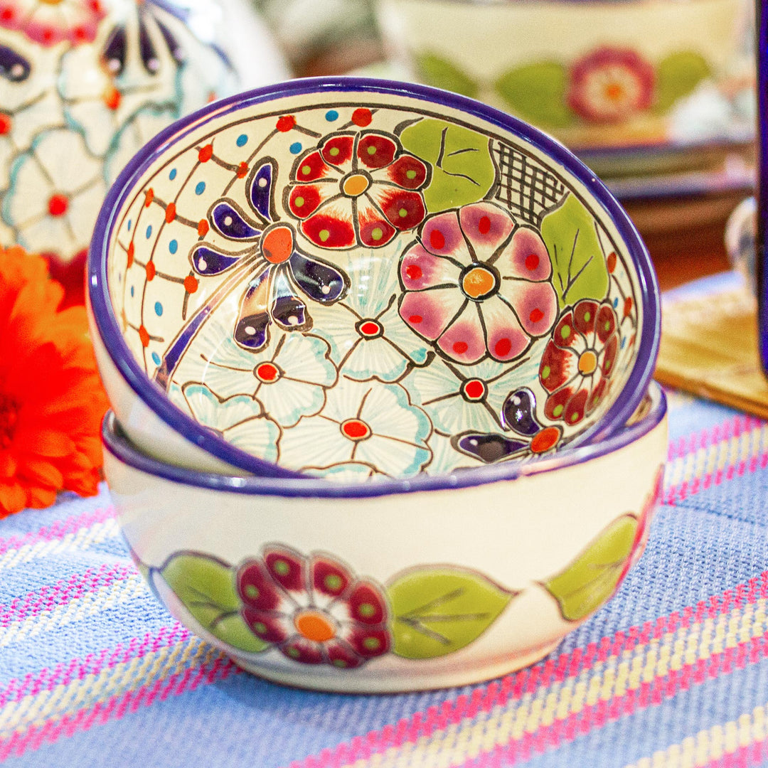 Floral Hand Painted Bowls (Pair) - Colors of Mexico