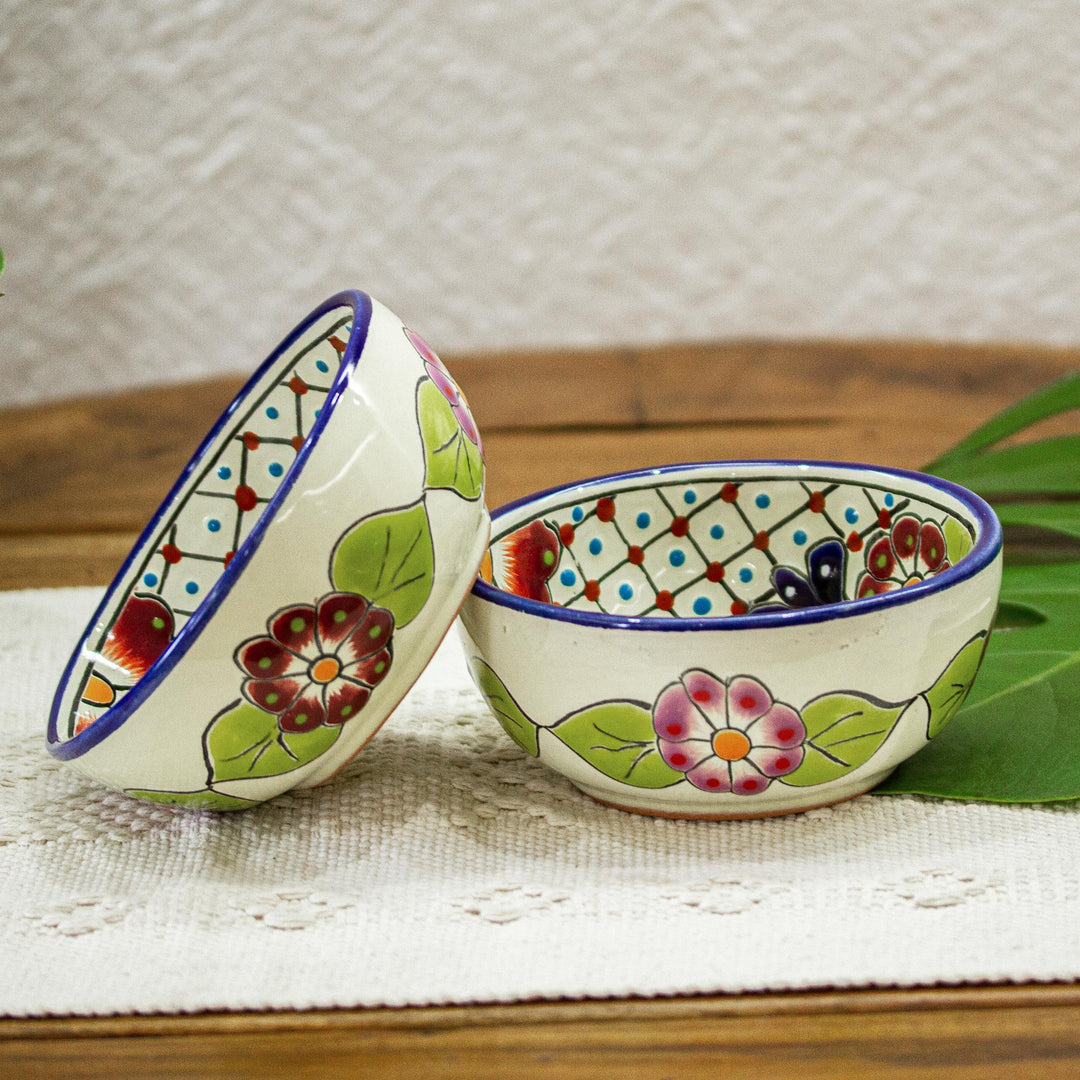 Floral Hand Painted Bowls (Pair) - Colors of Mexico