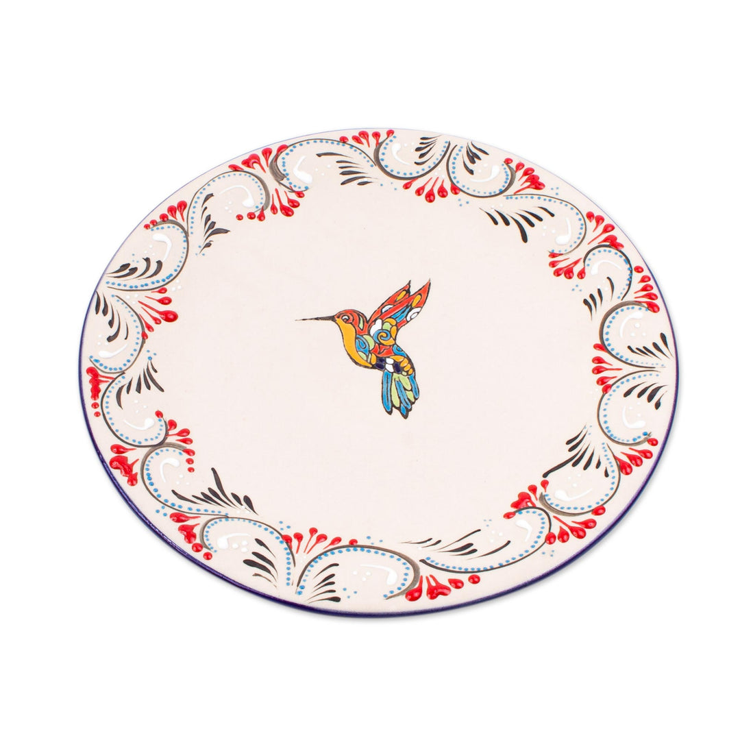 Hand-Painted Hummingbird-Themed Plates (Pair) - Colibri