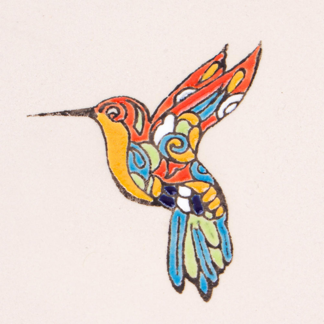 Hand-Painted Hummingbird-Themed Plates (Pair) - Colibri
