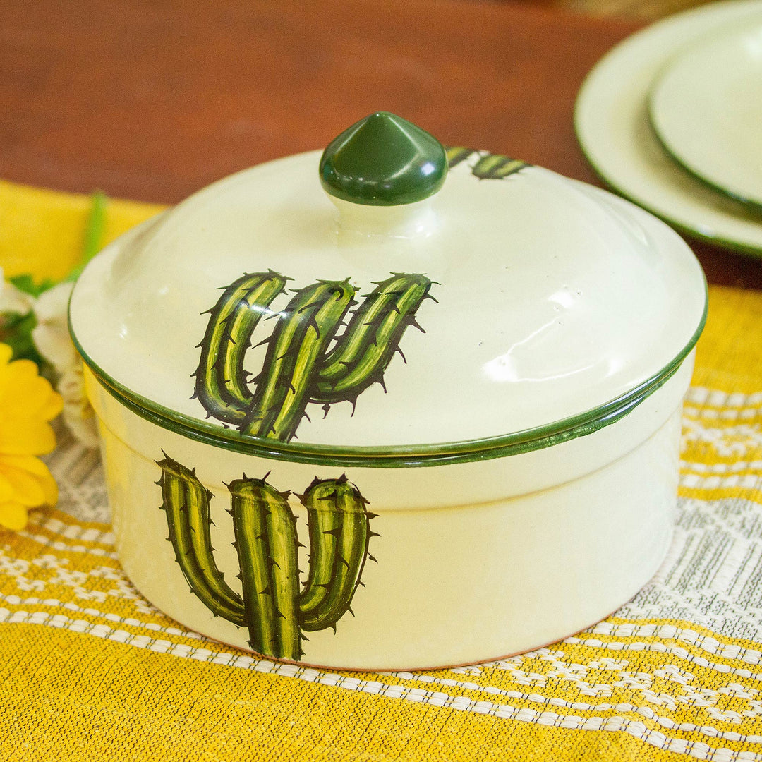 Cactus-Themed Ceramic Tortilla Server - Saguaro