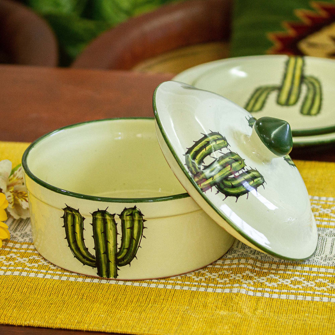 Cactus-Themed Ceramic Tortilla Server - Saguaro