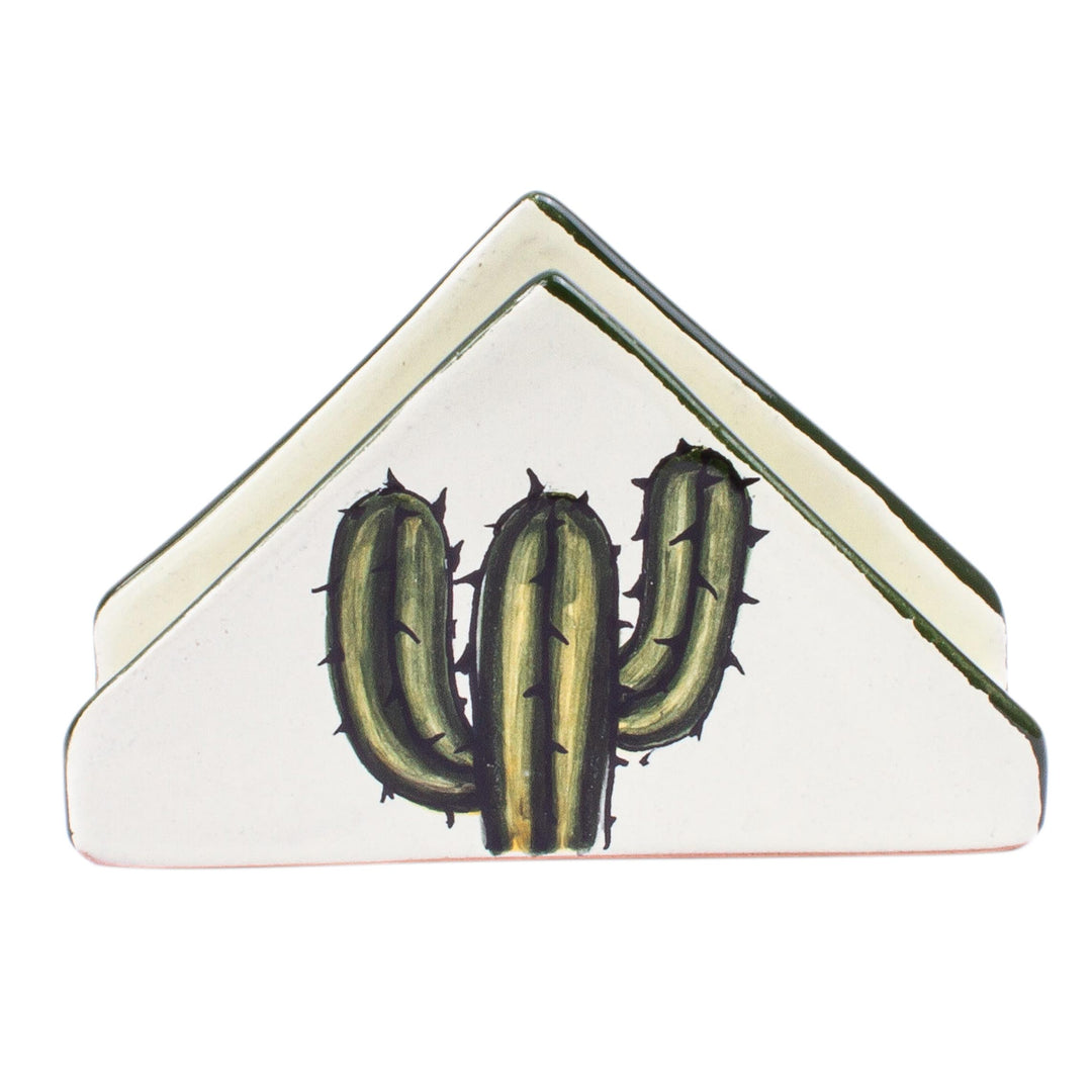 Hand Painted Cactus Napkin Holder - Saguaro