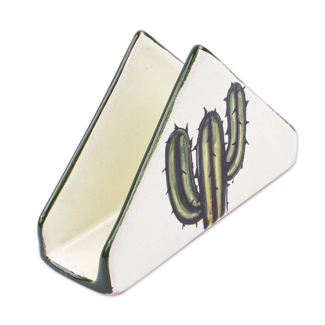 Hand Painted Cactus Napkin Holder - Saguaro