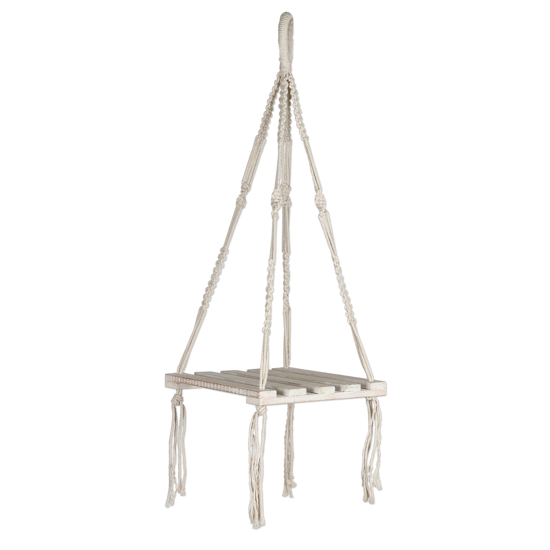 Hand-Knotted Macrame Cotton Hanging Shelf - Bohemian Wind