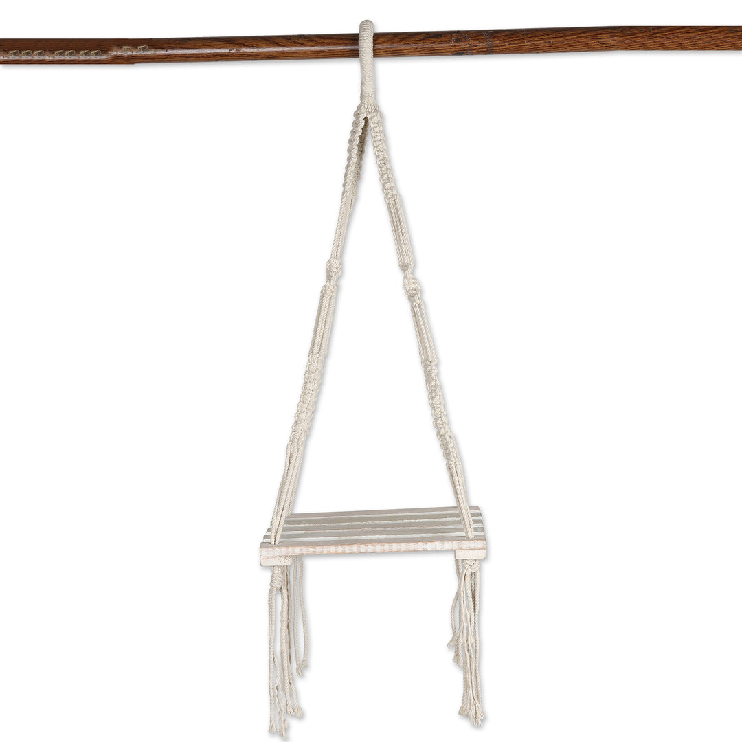 Hand-Knotted Macrame Cotton Hanging Shelf - Bohemian Wind
