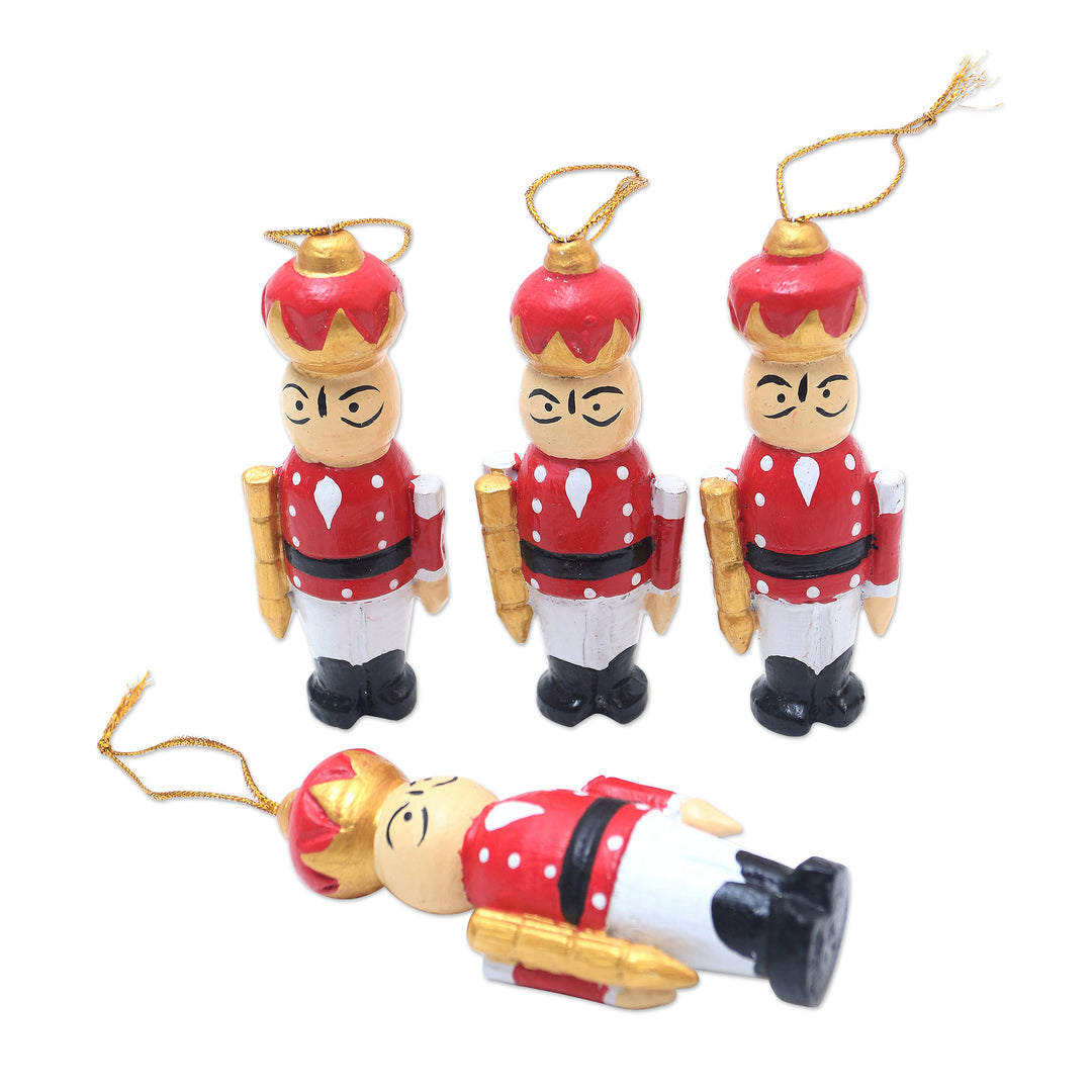 Hand Crafted Albesia Wood Holiday Ornaments (Set of 4) - Toy Soldiers