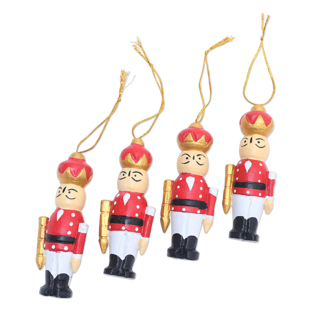 Hand Crafted Albesia Wood Holiday Ornaments (Set of 4) - Toy Soldiers
