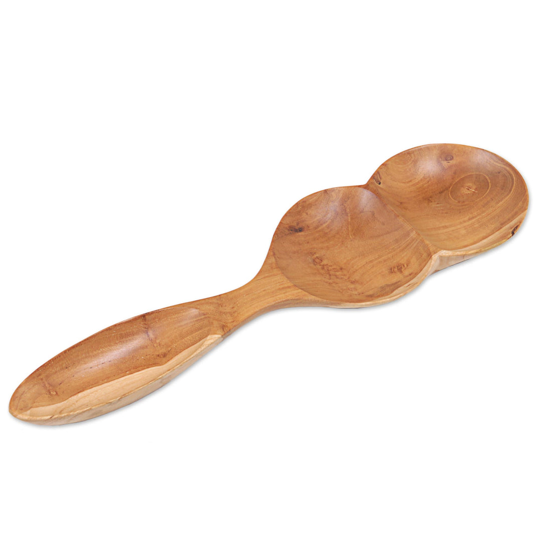 Violin-Shaped Hand Crafted Serving Dish in Teak Wood - Natural Violin