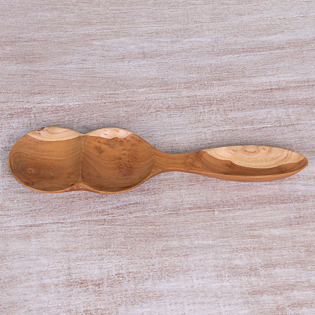Violin-Shaped Hand Crafted Serving Dish in Teak Wood - Natural Violin