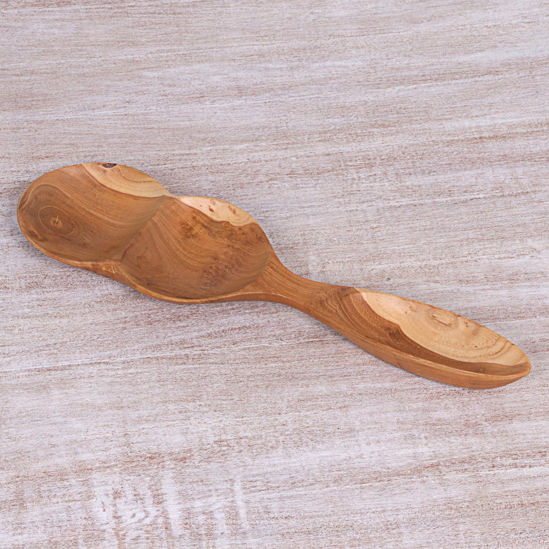 Violin-Shaped Hand Crafted Serving Dish in Teak Wood - Natural Violin