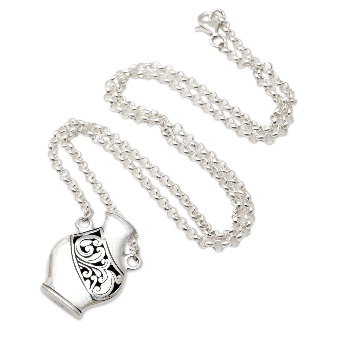 Unisex Sterling Silver Water Jug Pendant Necklace - Amphora