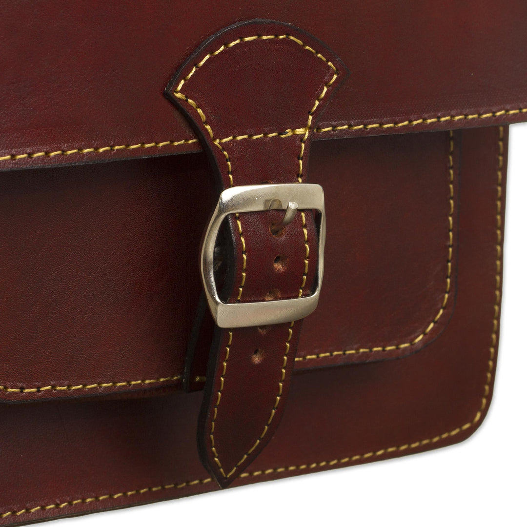 Andean Leather Crossbody Messenger Bag from Peru - Little Adventure