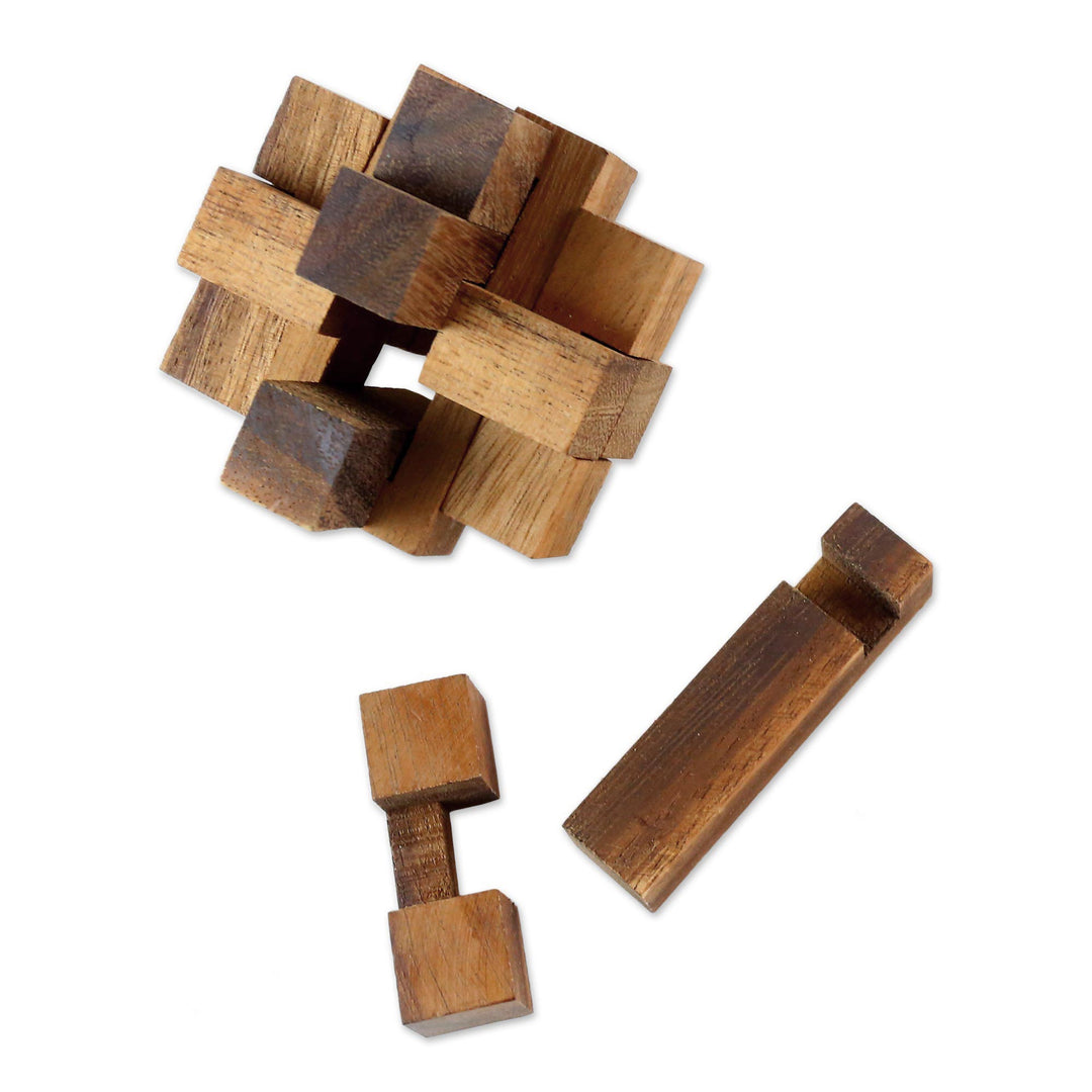Hand Made Wood Puzzle Game Geometric from Thailand - Diamond Cube