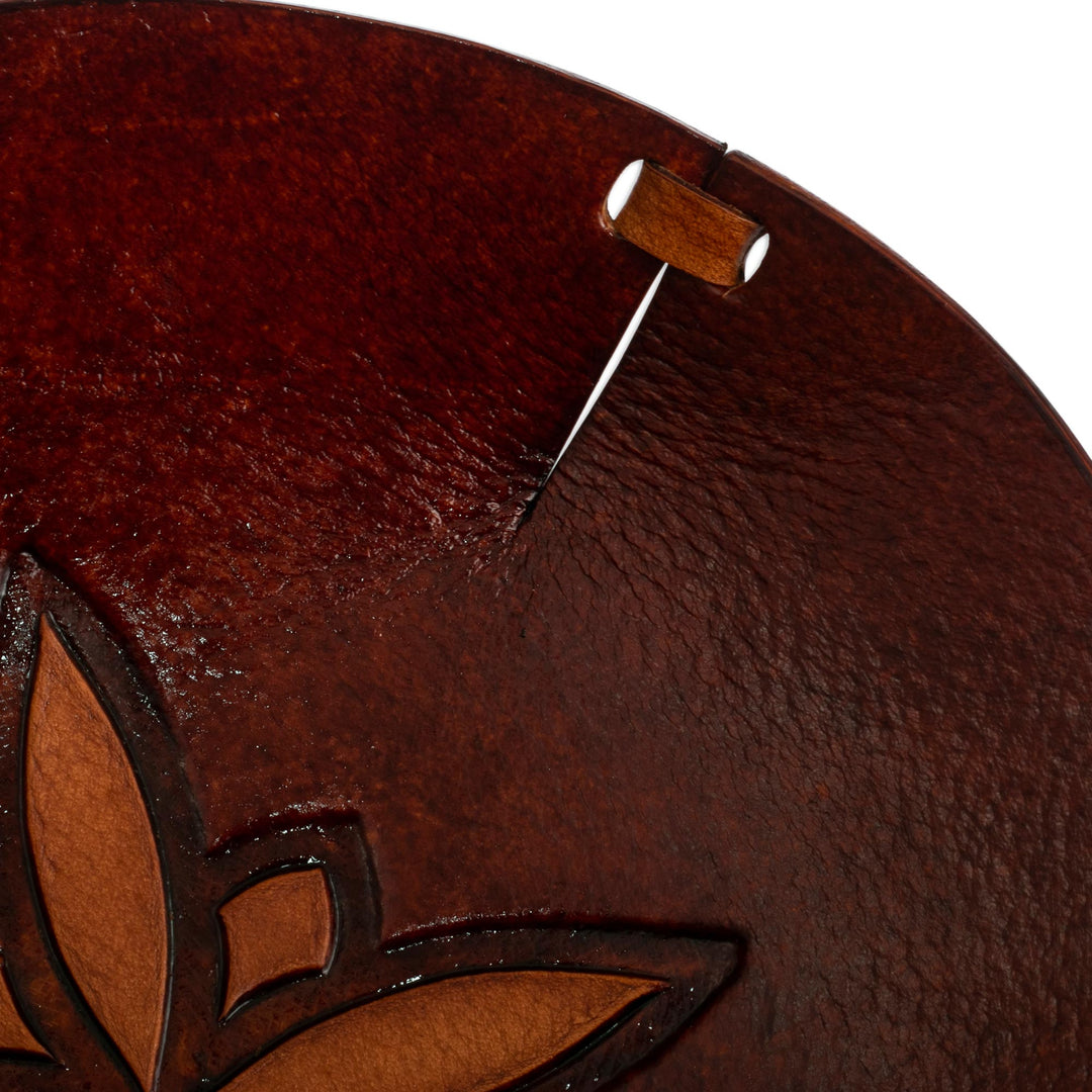 Star Motif Hand Tooled Brown Leather Catchall from Peru - Gothic Star