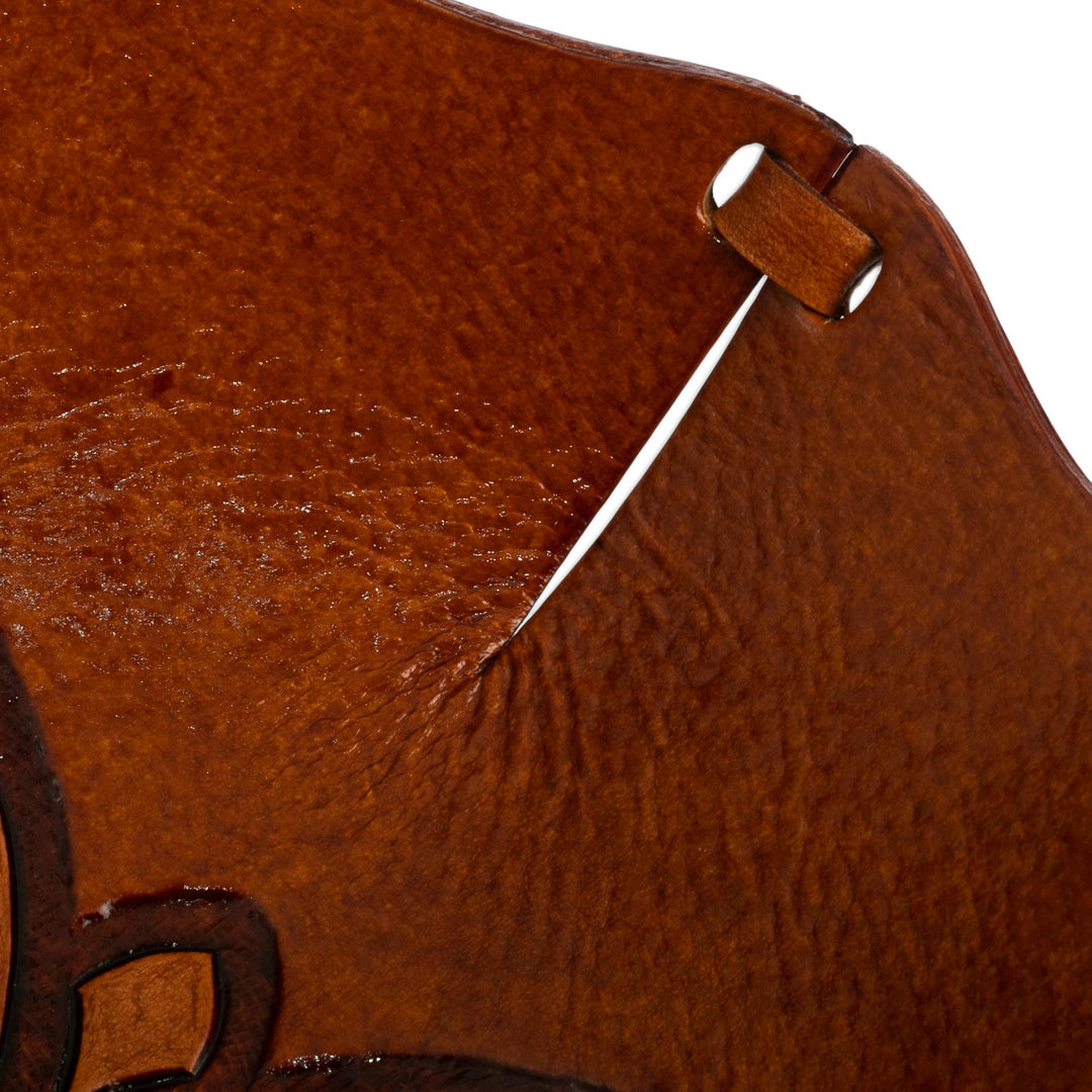 Pure Leather Catchall with Floral Design from Peru - Andean Flower