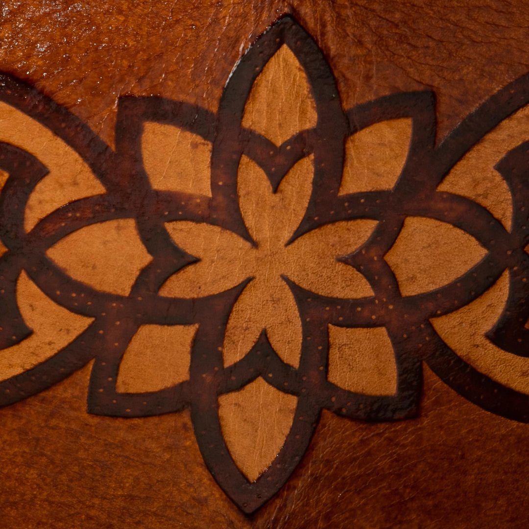 Hand Crafted Leather Catchall with Floral Design from Peru - Floral Illusion
